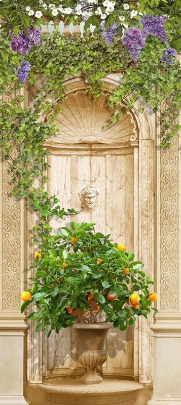 Фреска Ваза с апельсиновым деревом на фоне арки