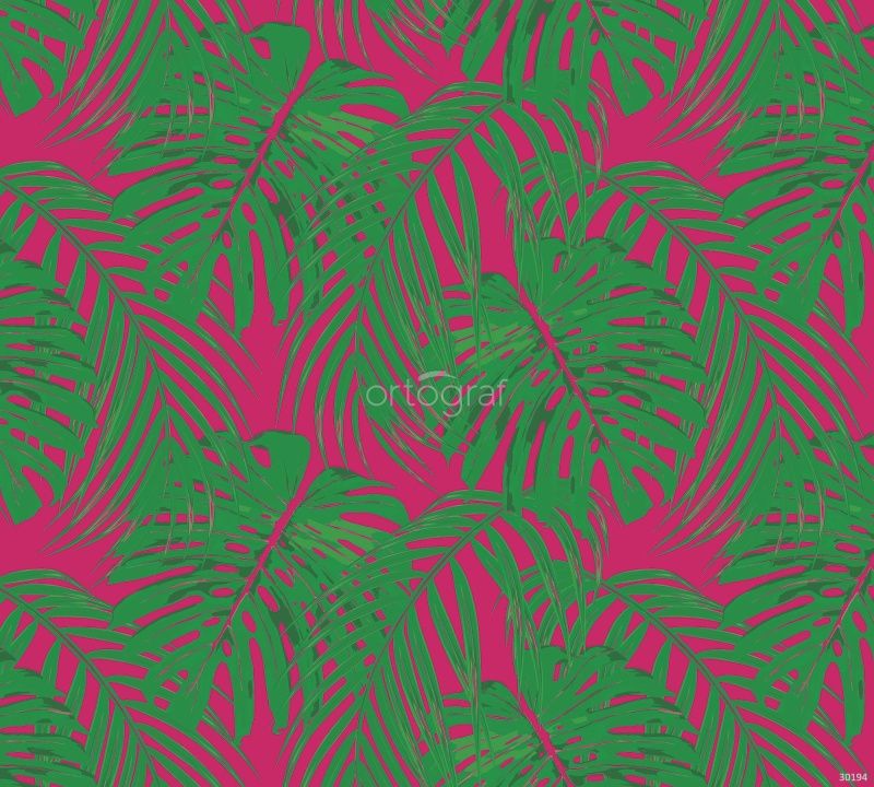 Фреска Зеленые листья на розовом фоне Art.30194