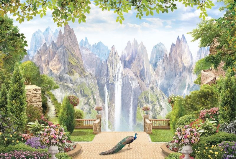 Фреска Павлиний сад в горах Art.33467