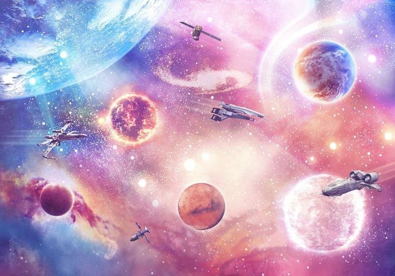 Фреска Космос в розовых оттенках