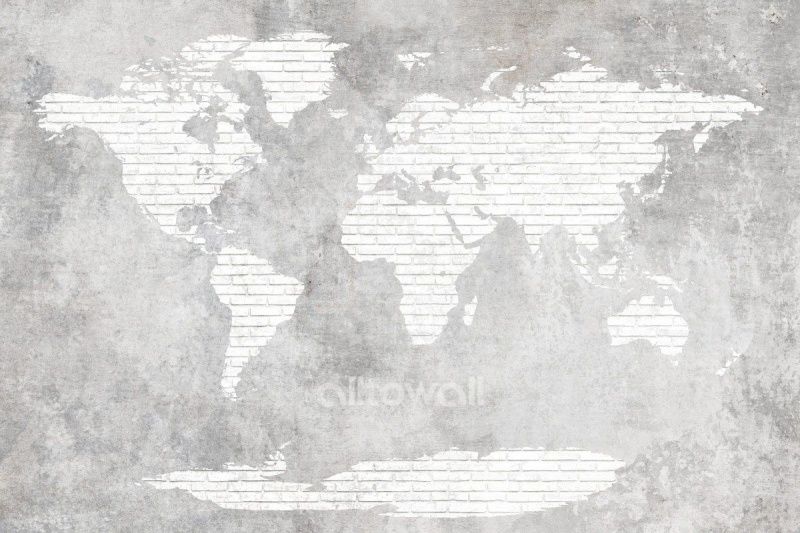 Фреска Кирпичная карта мира-2