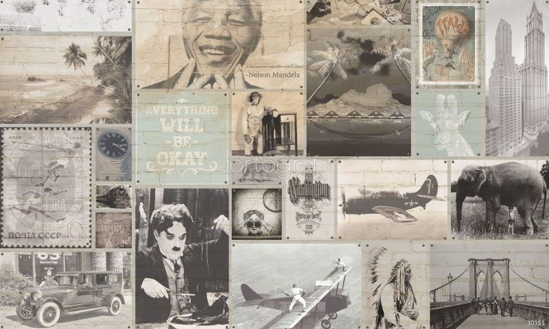 Фреска Ретро стена Art.30151