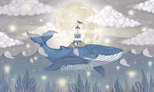 Фреска Кит в облаках