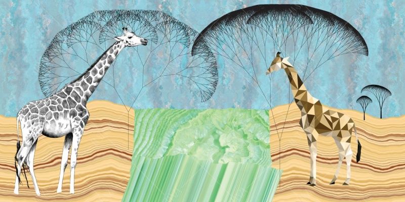 Фреска Два жирафа