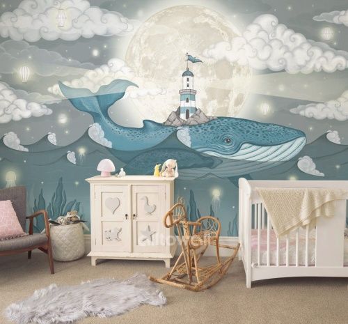 Фреска Кит в облаках