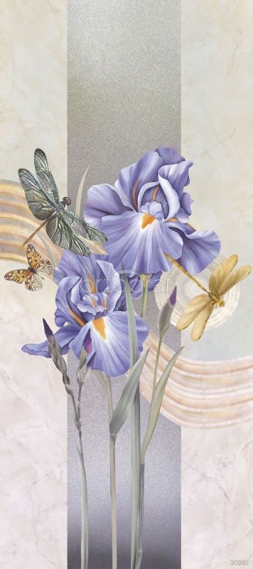 Фреска Стрекозы на ирисах Art.30985