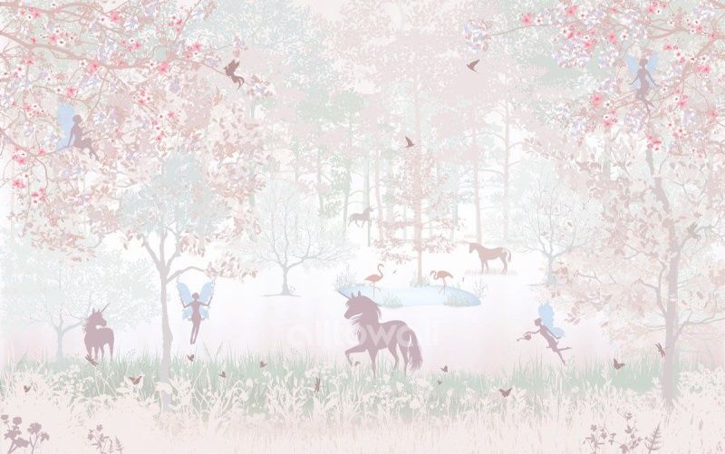 Фреска Сказочный лес единорогов-2