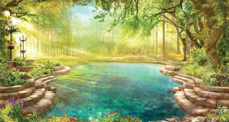 Фреска Натуральный природный бассейн, озеро