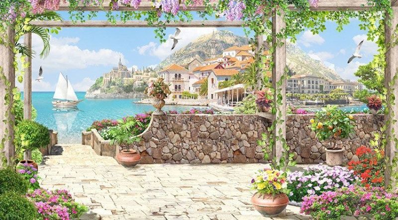 Фреска Набережная с деревянной террасой