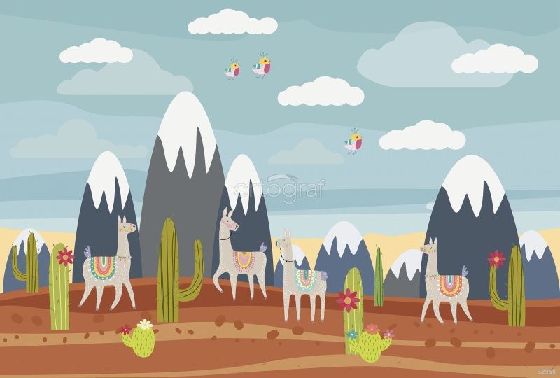 Фреска Ламы на прогулке Art.32955