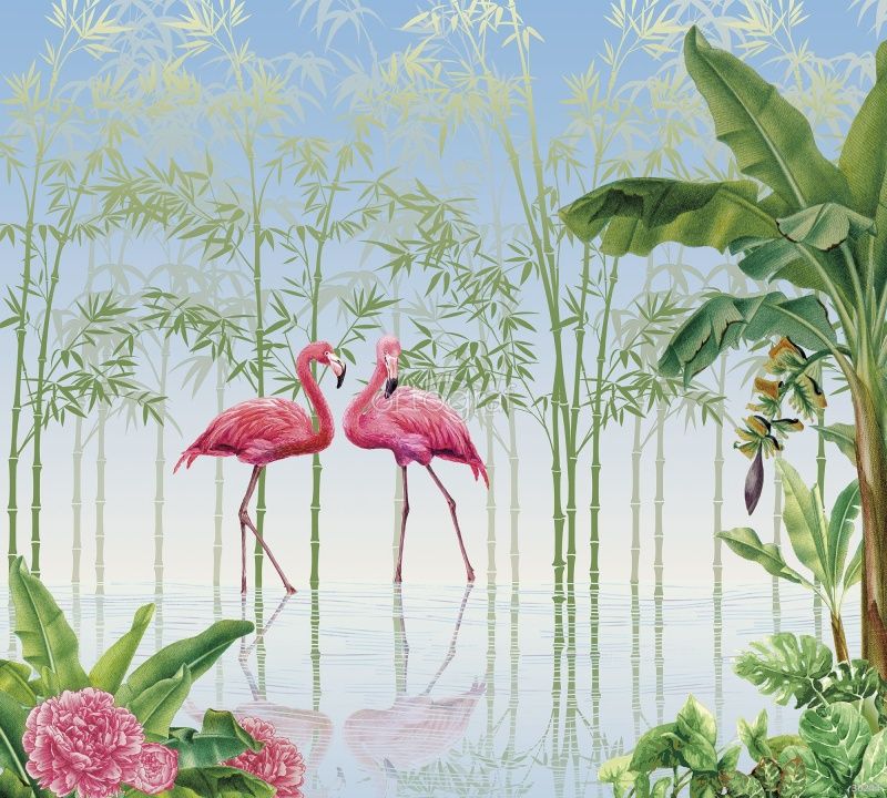 Фреска Розовое фламинго Art.30244