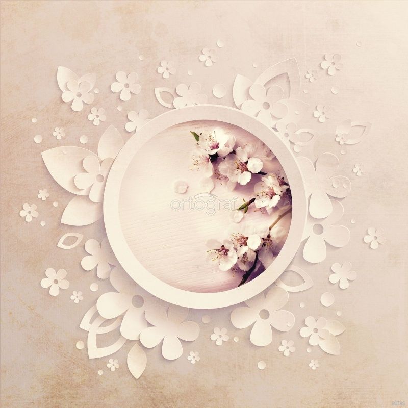 Фреска Цветоыный круг с вишневым цветом Art.30746