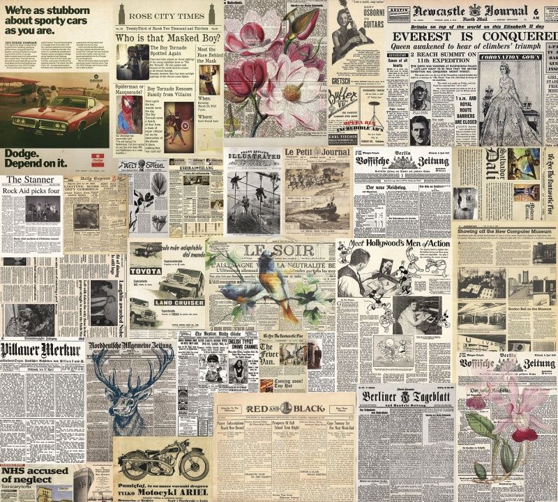 Фреска Коллаж из газет Art.30155