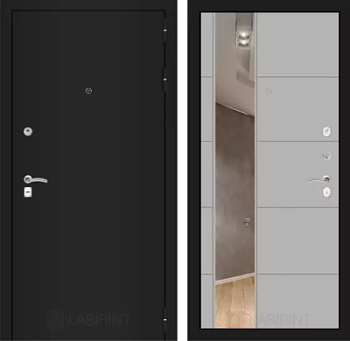 Входная дверь Классик шагрень черная с Зеркалом 19