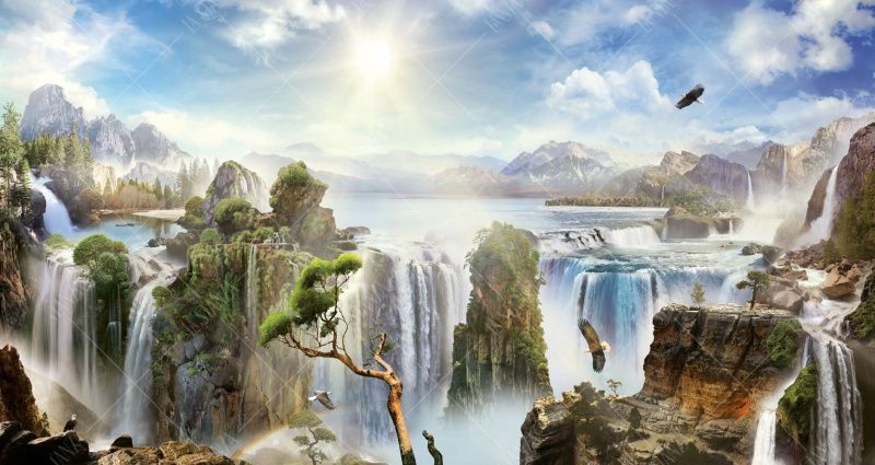 Фреска Живописные водопады