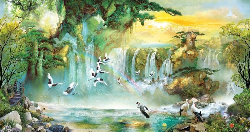 Фреска Панно журавли