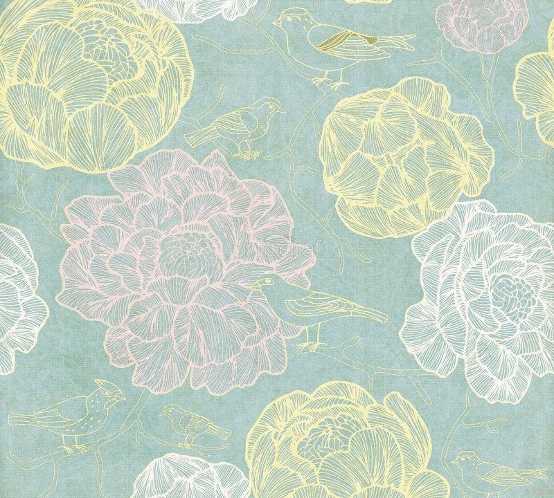 Фреска Цветочки на салатовом фоне Art.30308