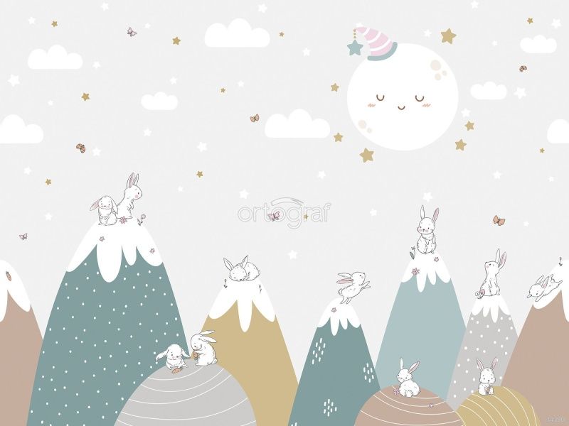 Фреска Зайки на холмах Art.34370