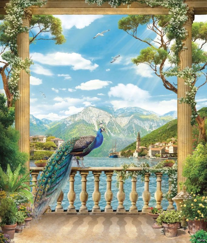 Фреска Павлин на балконе Art.30730