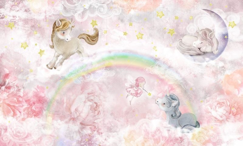 Фреска Розовые фреска-обои в детскую, арт. 800576