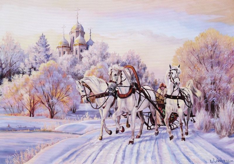 Фреска Прямо в снежную зарю Art.8222