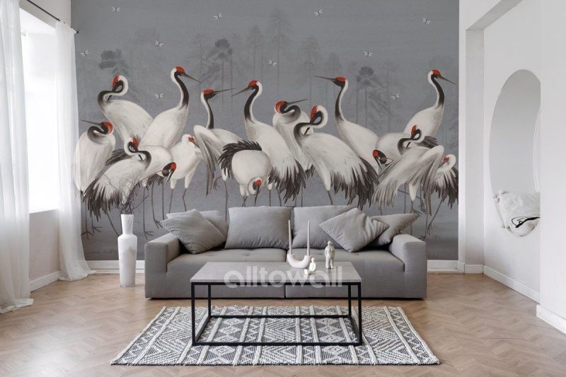 Фреска Белые журавли-3