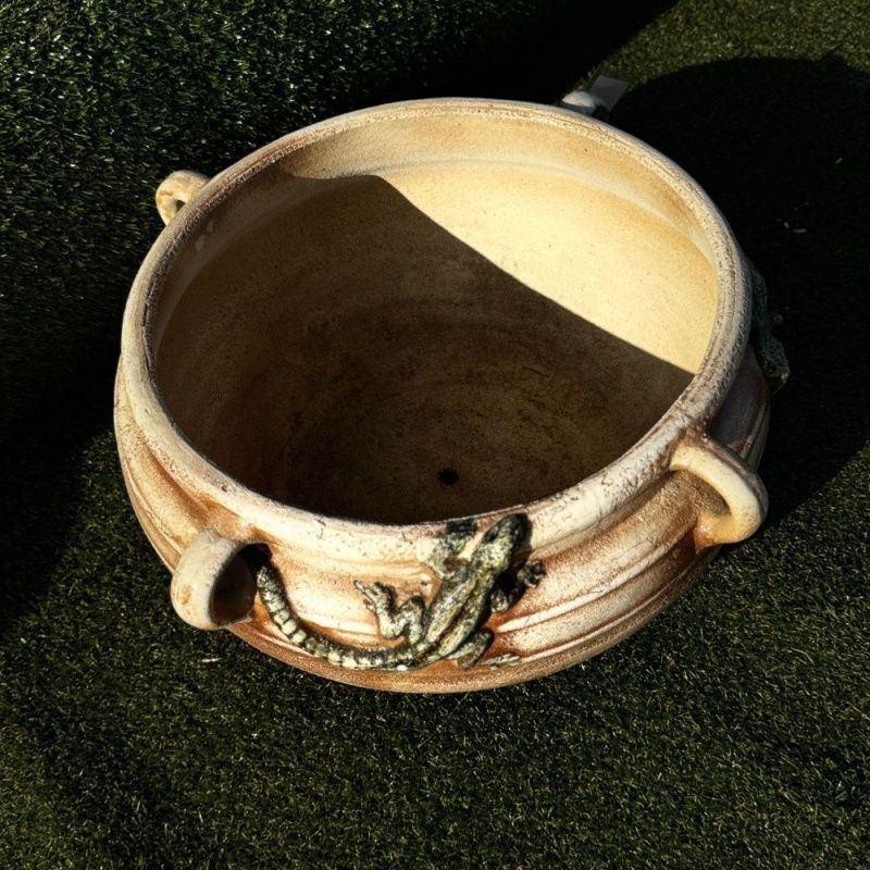 Котел низкий с ящерицами