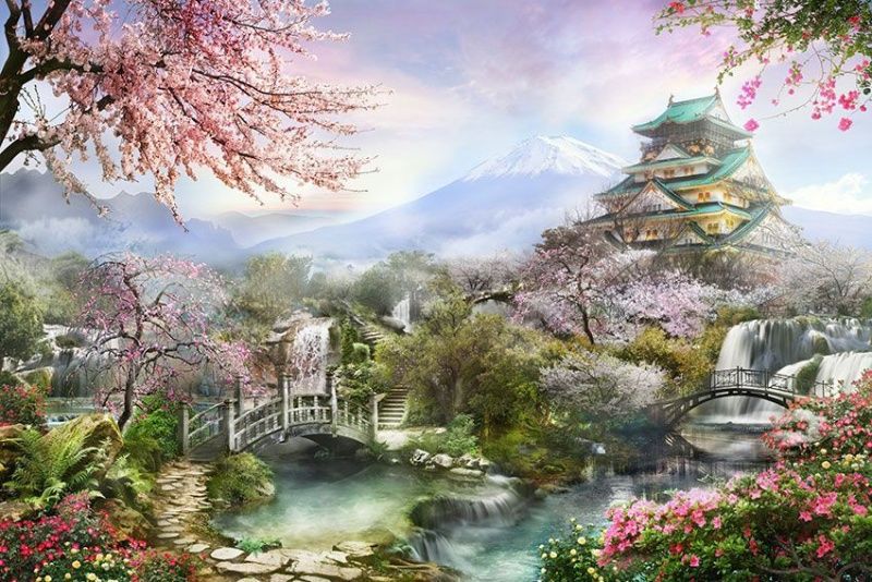 Фреска Восточный пейзаж на закате