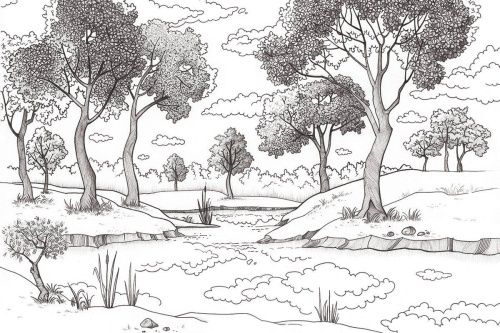 Фреска Графитовый лес-2