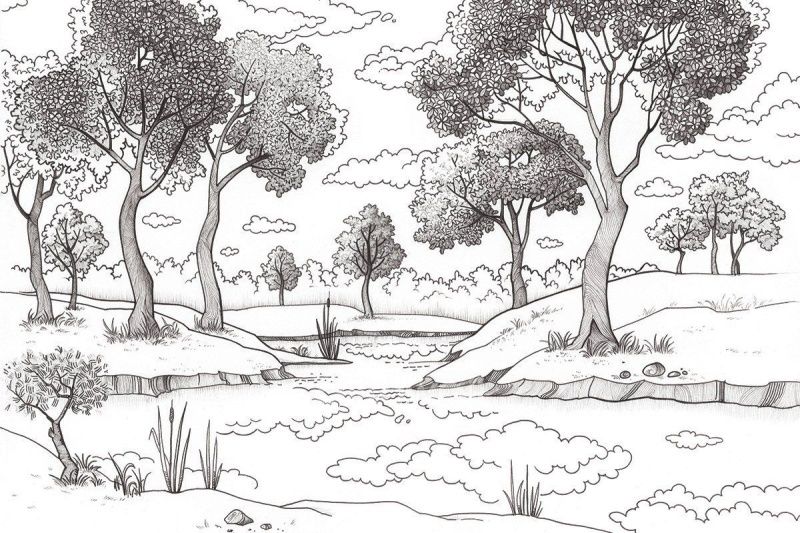 Фреска Графитовый лес-2