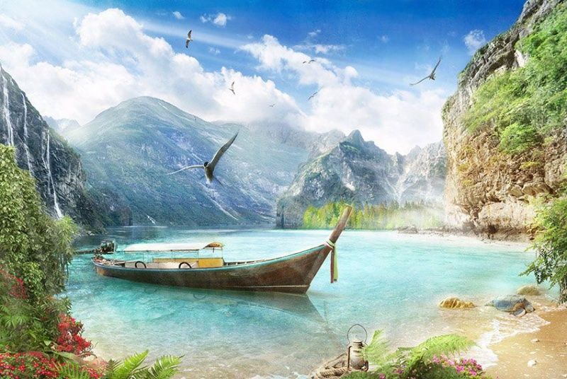 Фреска Пейзажи Пляжи и пальмы арт. a_902