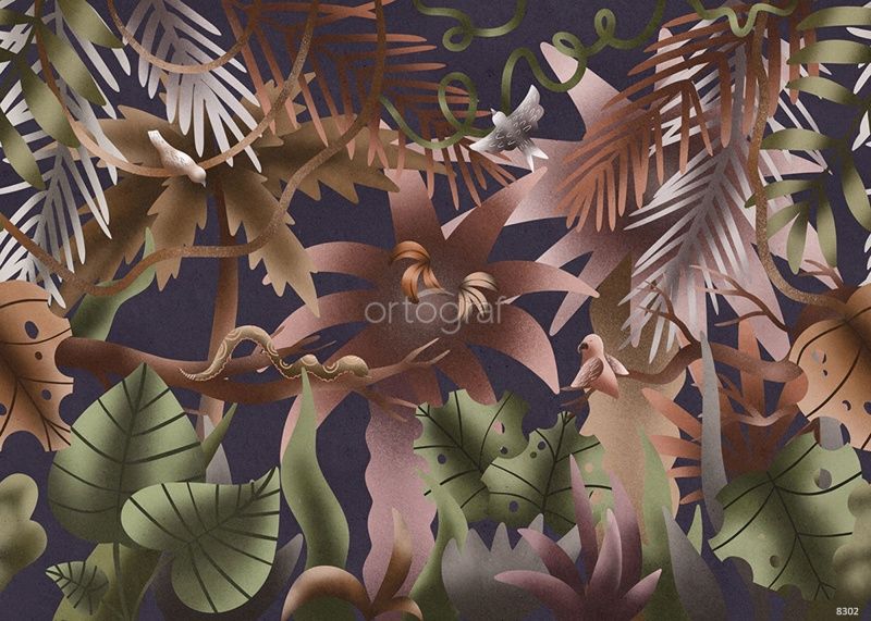 Фреска Тропики сепия Art.8302