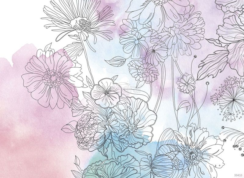 Фреска Цветы на акварельном фоне Art.33410