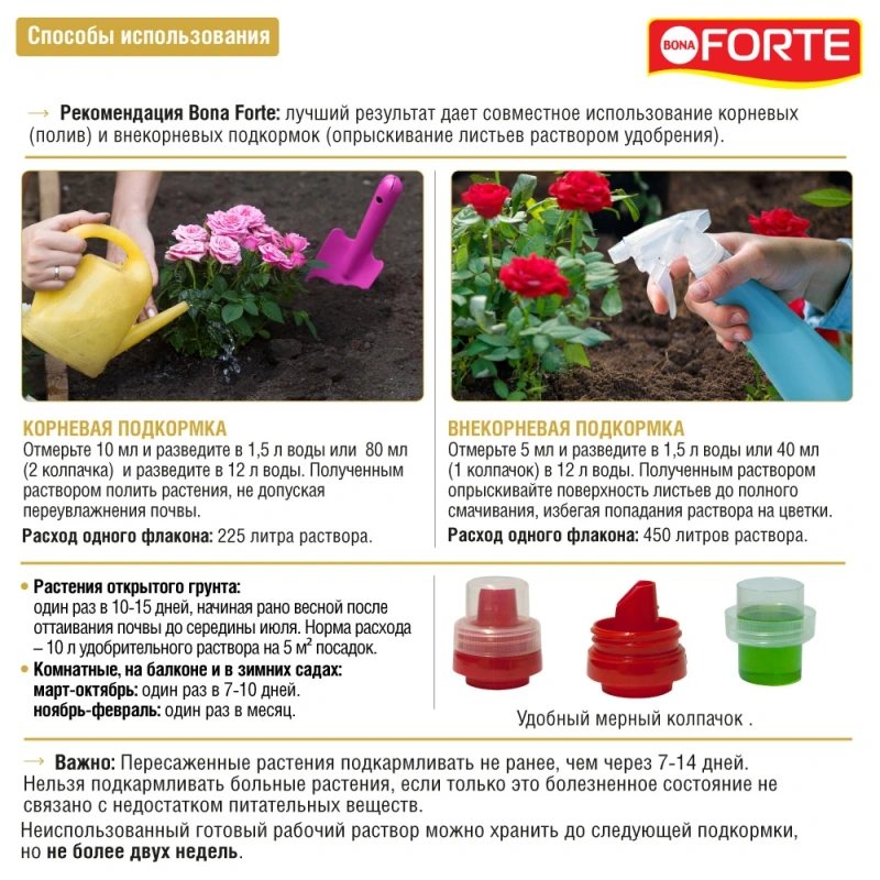 Удобрение минеральное жидкое для роз и хризантем Bona Forte 1,5 л