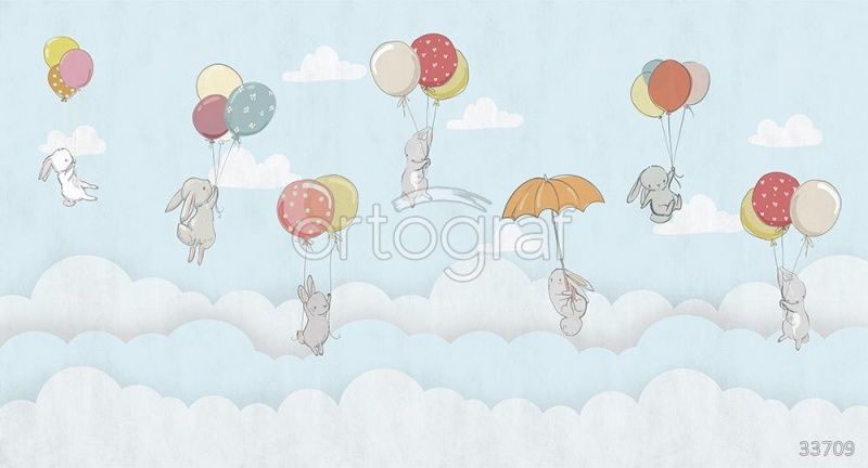 Фреска Зайки в облаках Art.33709