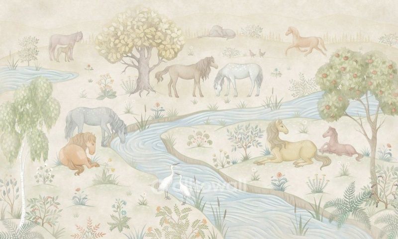 Фреска Лошади на лугу-1