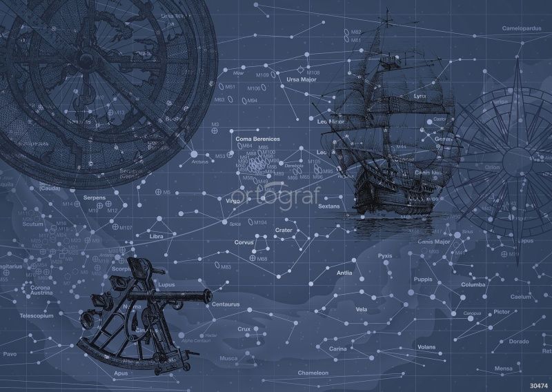 Фреска Звездная карта Art.30474