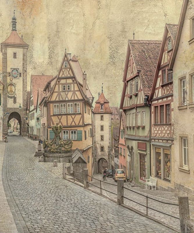 Фреска Старое фото средневековой улочки