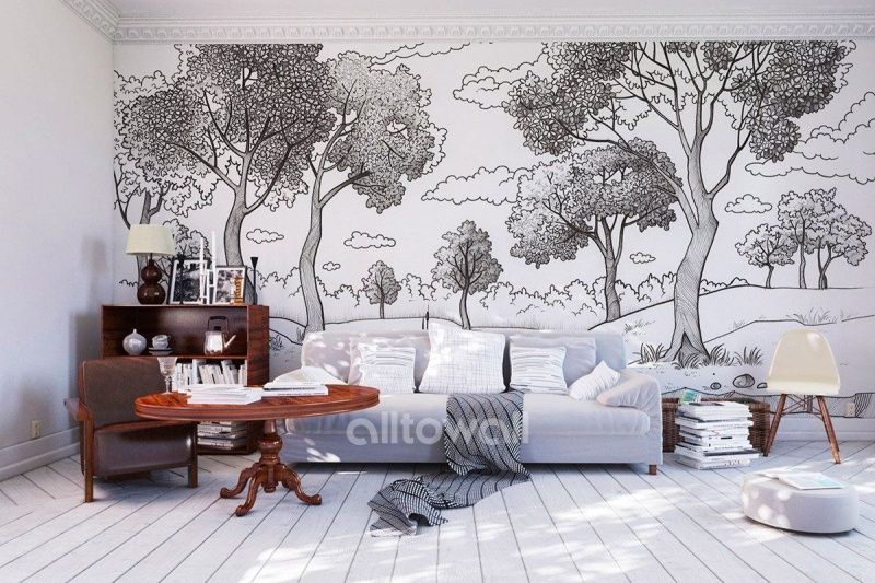 Фреска Графитовый лес-2