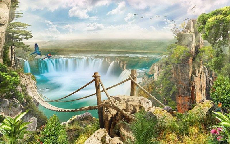 Фреска Канатная дорога над пропастью