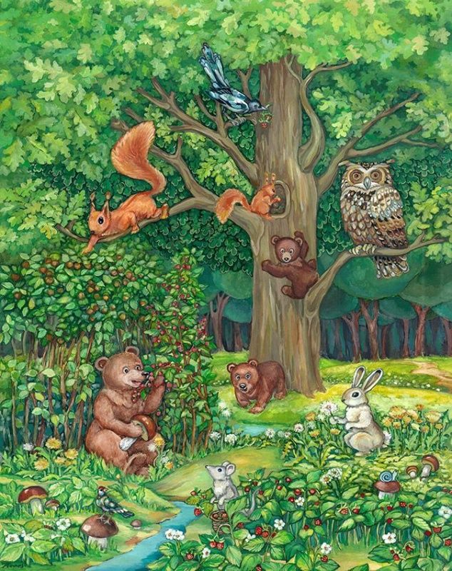 Фреска Живописное дерево с животными