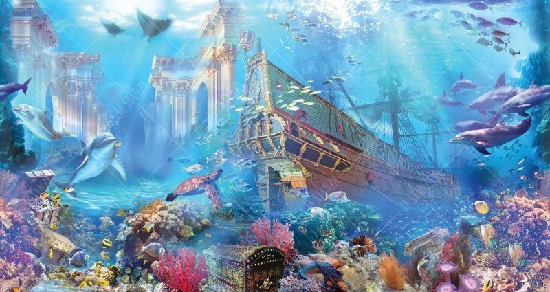 Фреска Панно затонувший корабль и сокровища