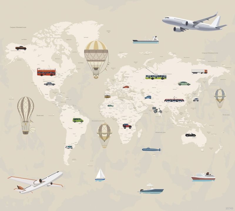 Фреска Карта с транспортом Art.33743