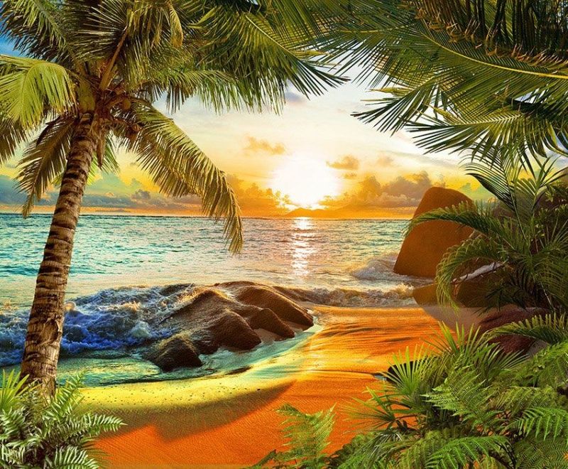 Фреска Пейзажи Пляжи и пальмы арт. a_680