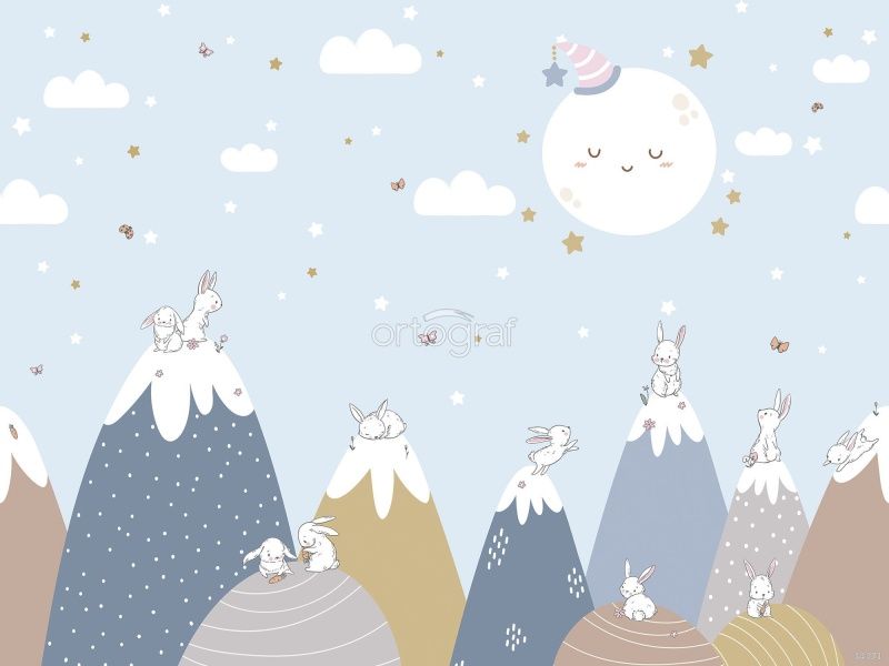 Фреска Зайки на холмах Art.34371