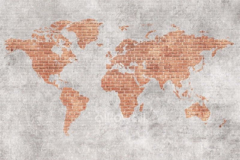 Фреска Кирпичная карта мира