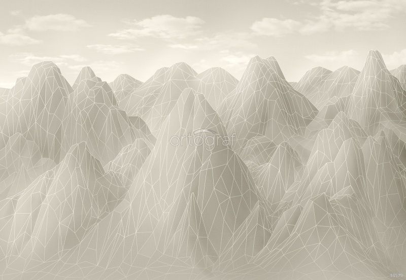 Фреска Серые линейные горы Art.34579