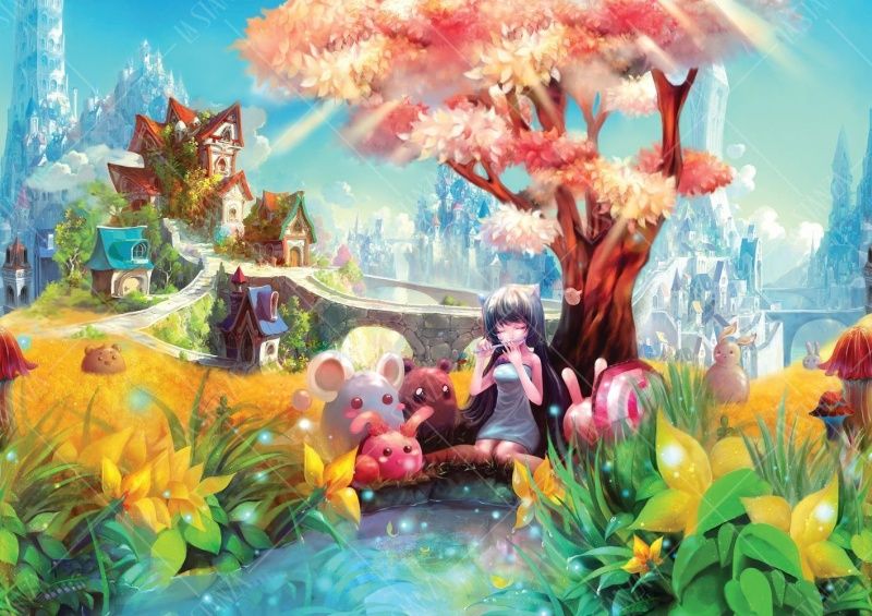 Фреска Панно-фотообои в стиле аниме с крупным раппортом