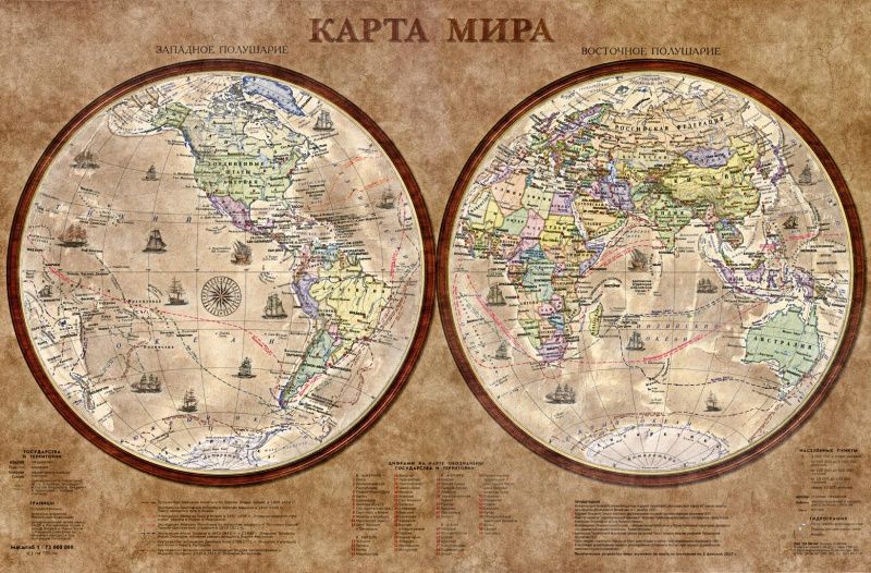 Фреска Графика Карта мира  12077