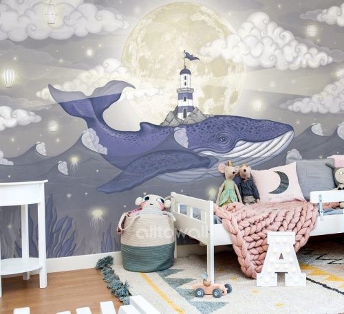 Фреска Кит в облаках